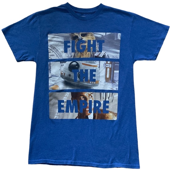 STAR WARS Fight The Empire Mens T-Shirt Blue Graphics Short Sleeve Size S VGC - Picture 1 of 2